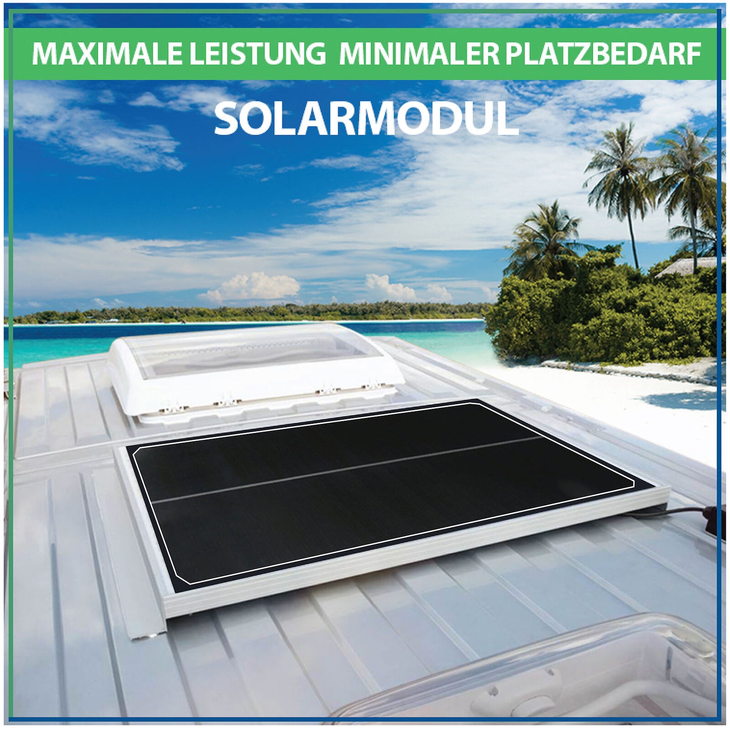 100W Photovoltaik Monokristallines Solarmodul für Camper, Wohnwagen & Wohnmobile Schwarz Rahmen-46 cm