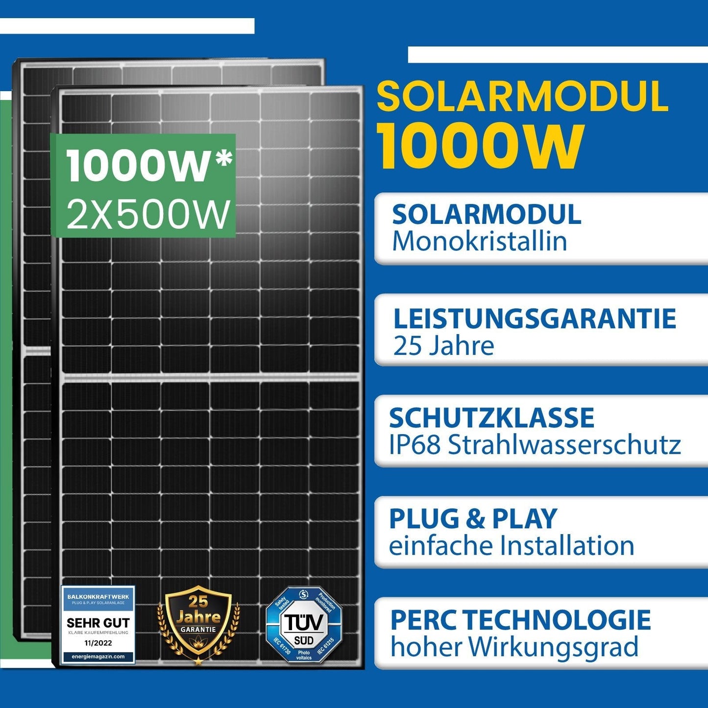 1000W Balkonkraftwerk mit Hoymiles HMS - 800W - 2T Upgradefähiger WIFI Wechselrichter - STROMDAO / Corrently