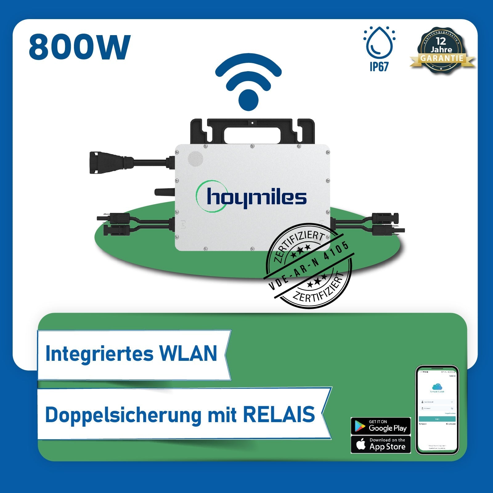 1000W Balkonkraftwerk mit Hoymiles HMS - 800W - 2T Upgradefähiger WIFI Wechselrichter - STROMDAO / Corrently