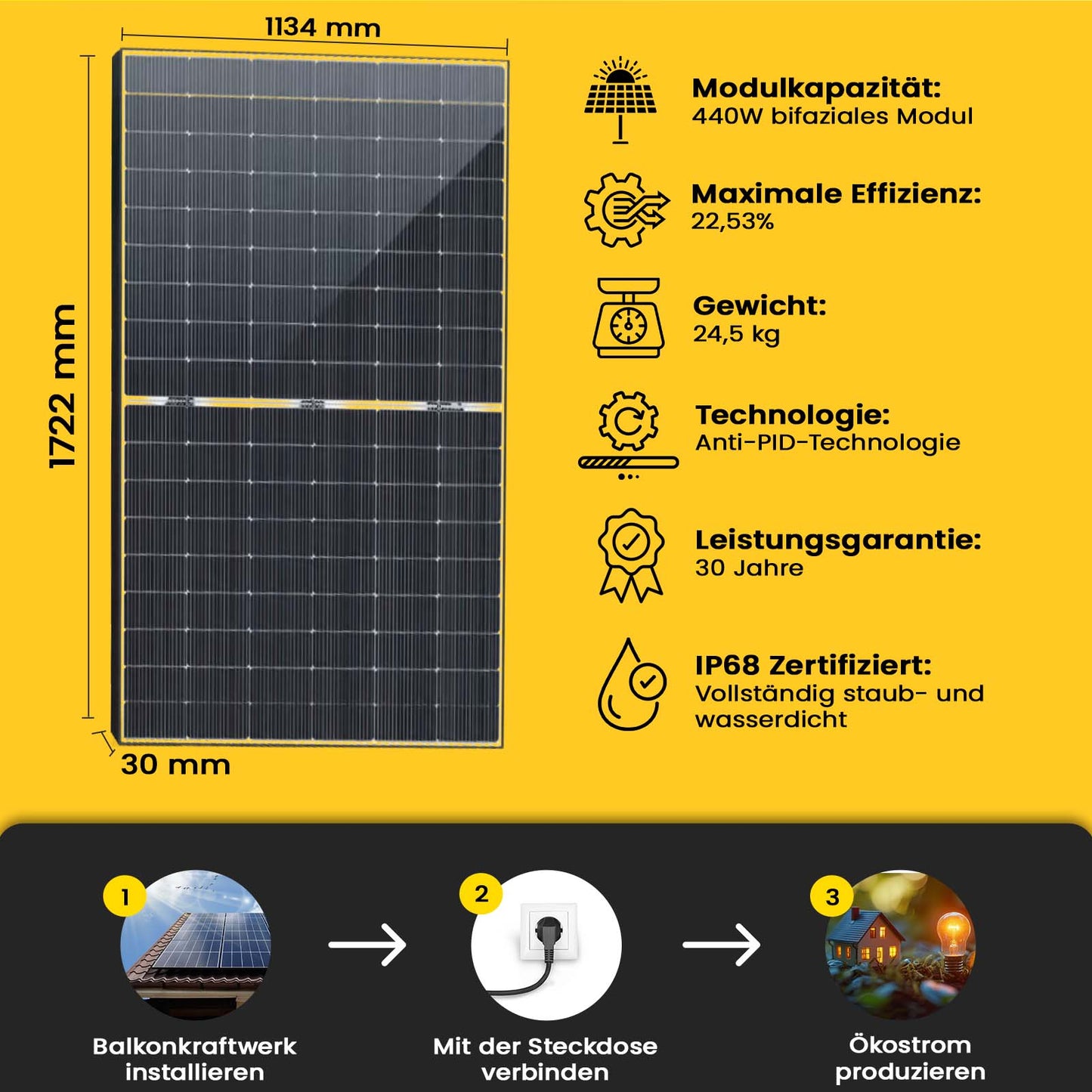 1760W Balkonkraftwerk Bifazial Komplettset 1600W Photovoltaik Solaranlage mit DEYE 1600W WIFI Wechselrichter Mini PV Anlage - STROMDAO / Corrently