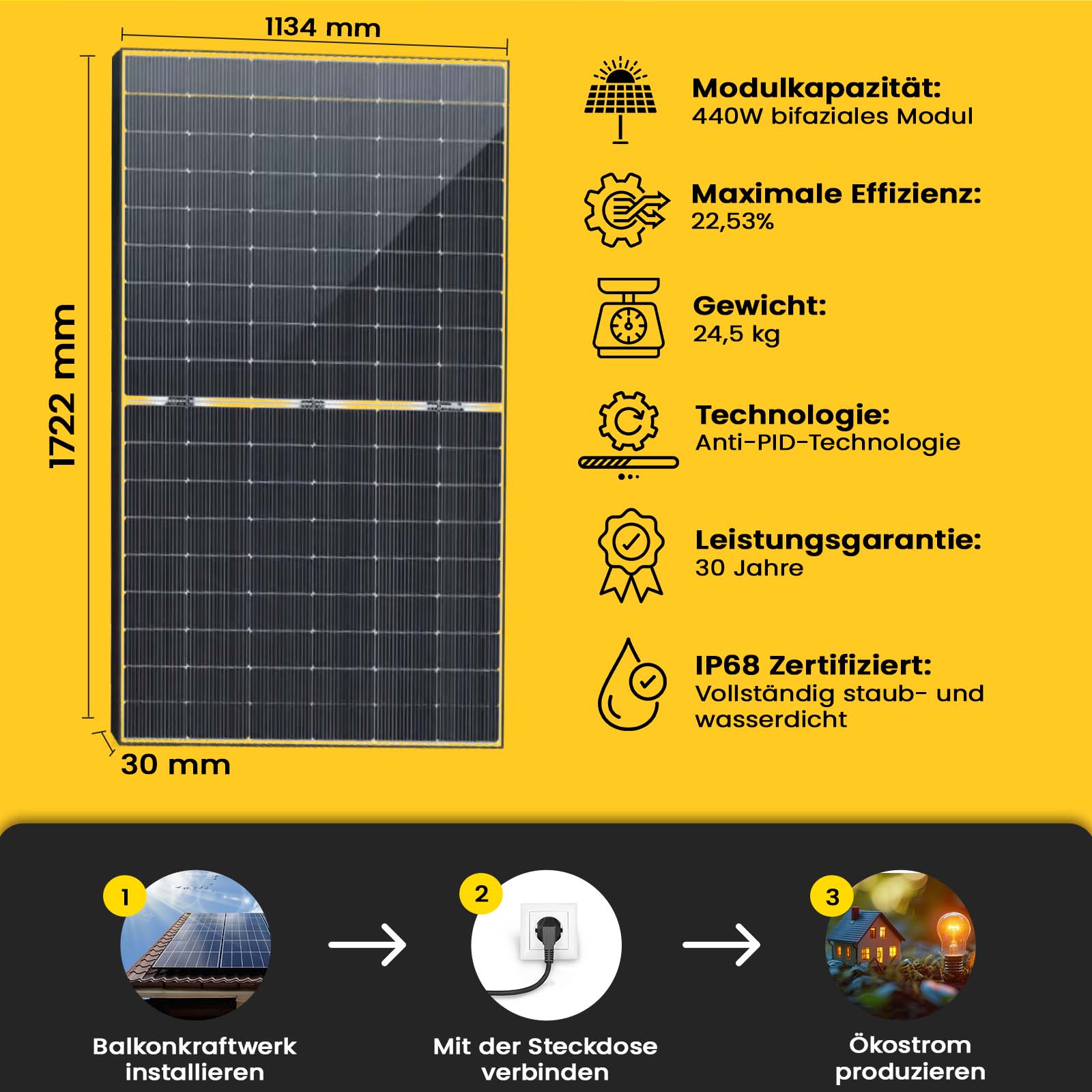 1760W Balkonkraftwerk Bifazial Komplettset 1600W Photovoltaik Solaranlage mit DEYE 1600W WIFI Wechselrichter Mini PV Anlage - STROMDAO / Corrently