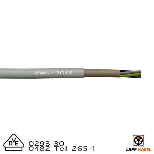 NYM-J 3 G 1,5mm² VDE Normleitung Kabel Putz &amp; Beton