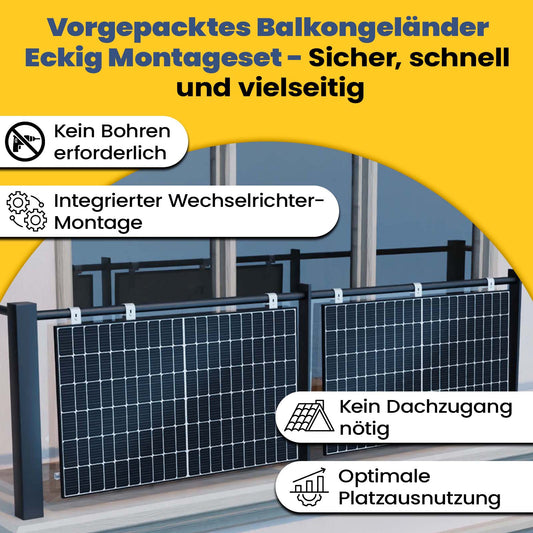 SOLAR-HOOK für 'eckige' senkrechte Geländerstäbe / Sprossen für 1 Modul