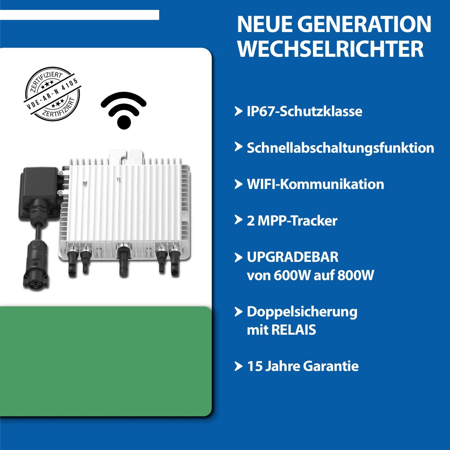 Deye Wechselrichter 800W SUN-M80G4-EU-Q0 - Photovoltaik WIFI Mikrowechselrichter mit Relais