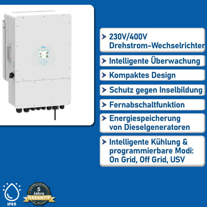 8000W Hybrid-Wechselrichter | Deye SUN-8K-SG04LP3-EU | Dreiphasig | 2 MPPT | Photovoltaik | Niederspannungsbatterie