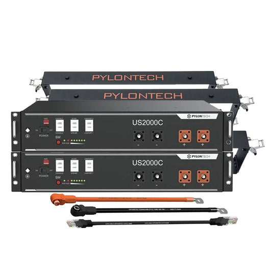 2x Pylontech US2000C LiFePO4 48V + Brackets + Anschlusskabel 4,8kWh Speicherpaket - STROMDAO / Corrently