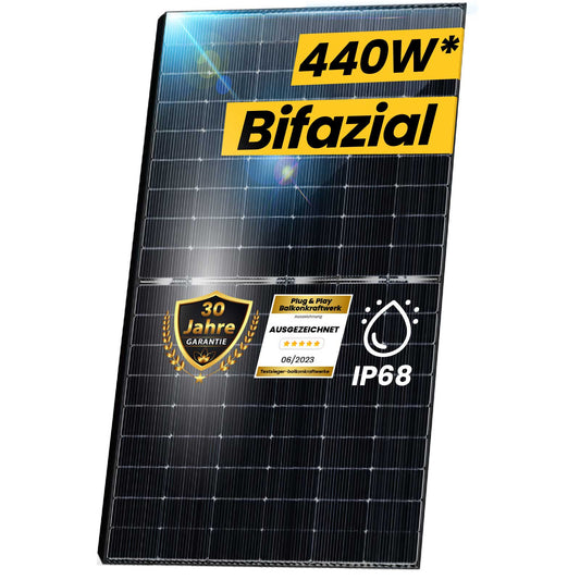 36x Solarmodul 440W Bifazial Glas - Glas Photovoltaik Solarpanel - STROMDAO / Corrently