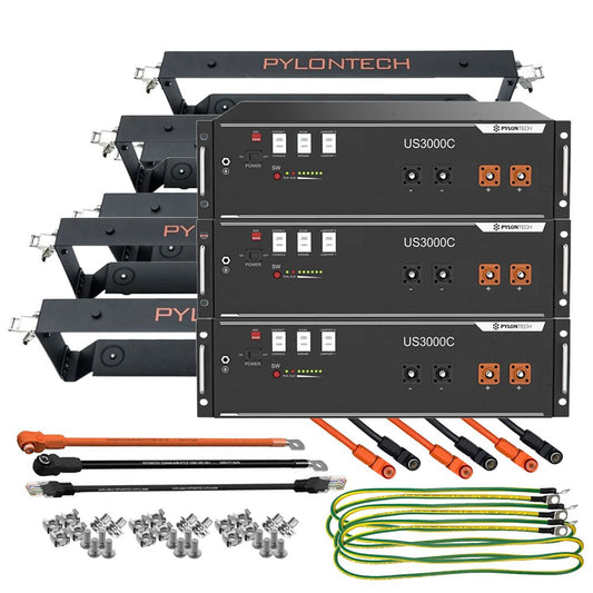 3x Pylontech US3000C LiFePO4 48V + Brackets + Anschlusskabel 10,5kWh Speicherpaket - STROMDAO / Corrently