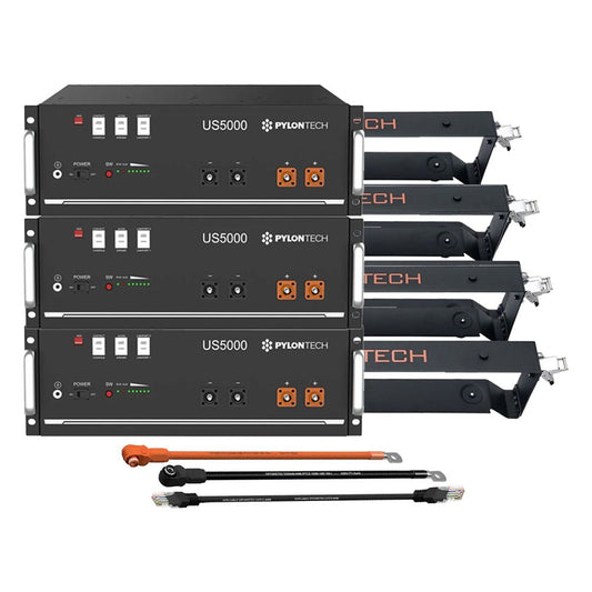 3x Pylontech US5000 LiFePO4 48V + Brackets + Anschlusskabel 14,4kWh Speicherpaket - STROMDAO / Corrently