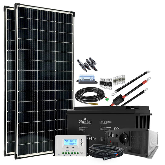 Offgridtec® Autark XL-Master 300W Solaranlage - 1500W AC Leistung 154Ah AGM Akku