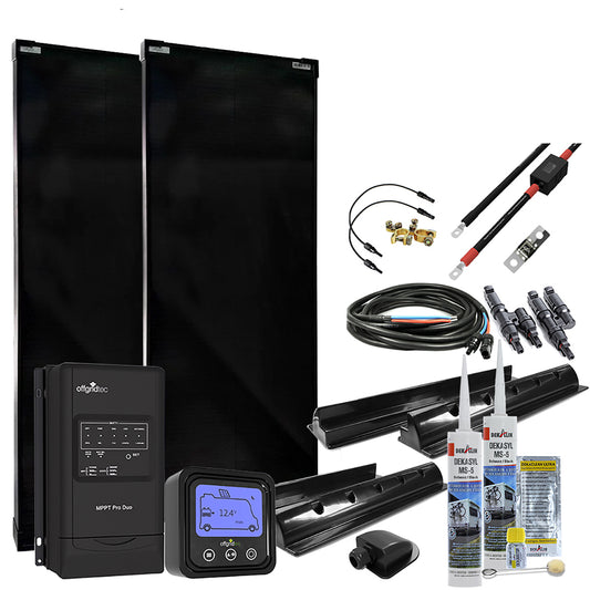 Offgridtec® MobileBlack M 200W Wohnmobil Solaranlage 30A MPPT DUO Laderegler OLP PERC Solarmodul