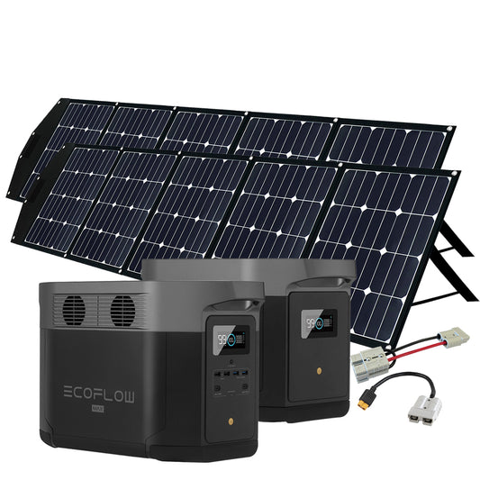 SparBundle EcoFlow Delta Max 2000 + 2 x 225W Offgridtec® Faltbares Solarmodul + Erweiterungsakku 2016Wh