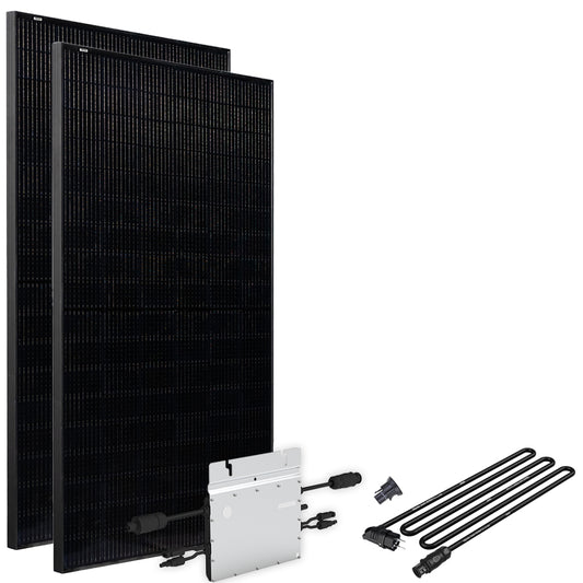 Offgridtec® Solar-Direct 860W HM-600 Balkonkraftwerk Full Black Schuko-Anschluss - 5m Anschlusskabel – Ohne Halterung