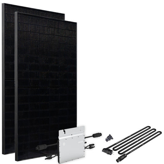 Offgridtec® Solar-Direct 860W HM-600 Balkonkraftwerk Full Black Schuko-Anschluss - 10m Anschlusskabel – Ohne Halterung