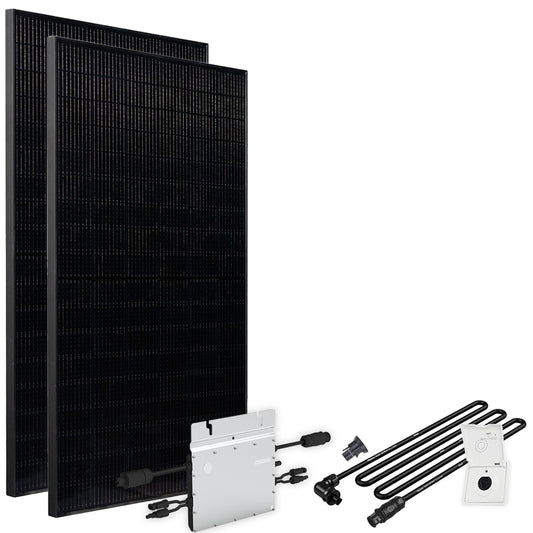 Offgridtec® Solar-Direct 860W HM-600 Balkonkraftwerk Full Black Einspeisesteckdose - 5m Anschlusskabel – Ohne Halterung