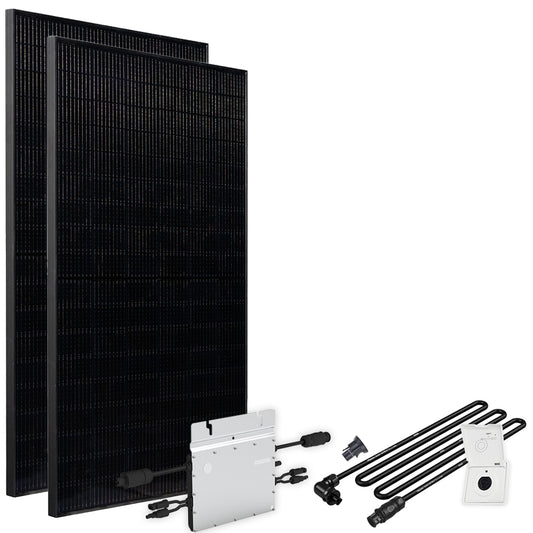 Offgridtec® Solar-Direct 860W HM-600 Balkonkraftwerk Full Black Einspeisesteckdose - 10m Anschlusskabel – Ohne Halterung