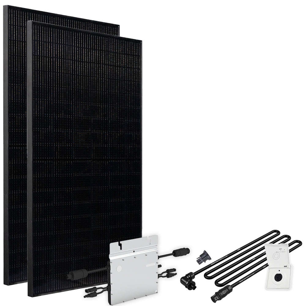 Offgridtec® Solar-Direct 860W HM-600 Balkonkraftwerk Full Black Einspeisesteckdose - 15m Anschlusskabel – Ohne Halterung