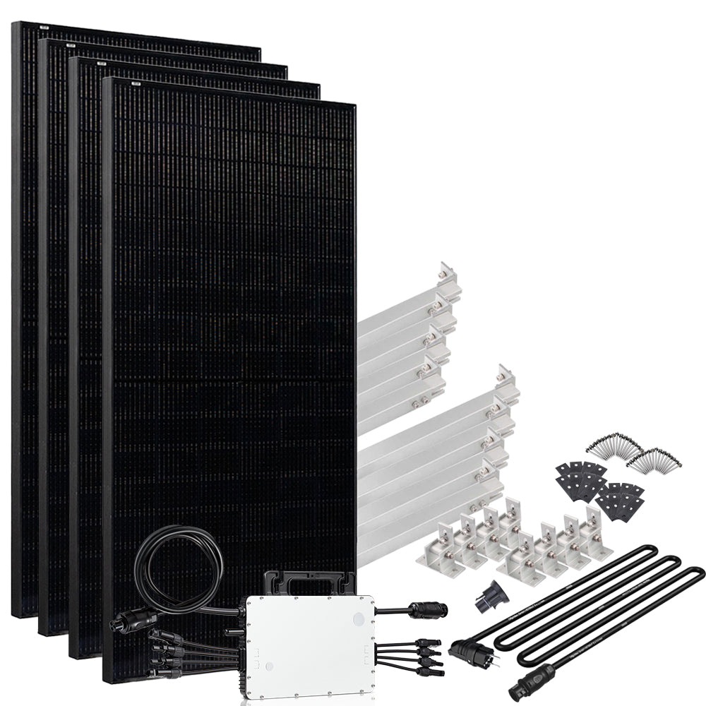 Offgridtec® Solar-Direct 1720W HM-1500 Solaranlage Full Black Schuko-Anschluss - 5m Anschlusskabel – Montageset Flachdach