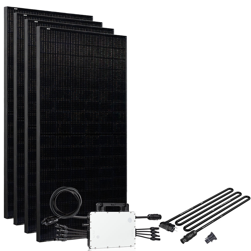 Offgridtec® Solar-Direct 1720W HM-1500 Solaranlage Full Black Schuko-Anschluss - 10m Anschlusskabel – Ohne Halterung