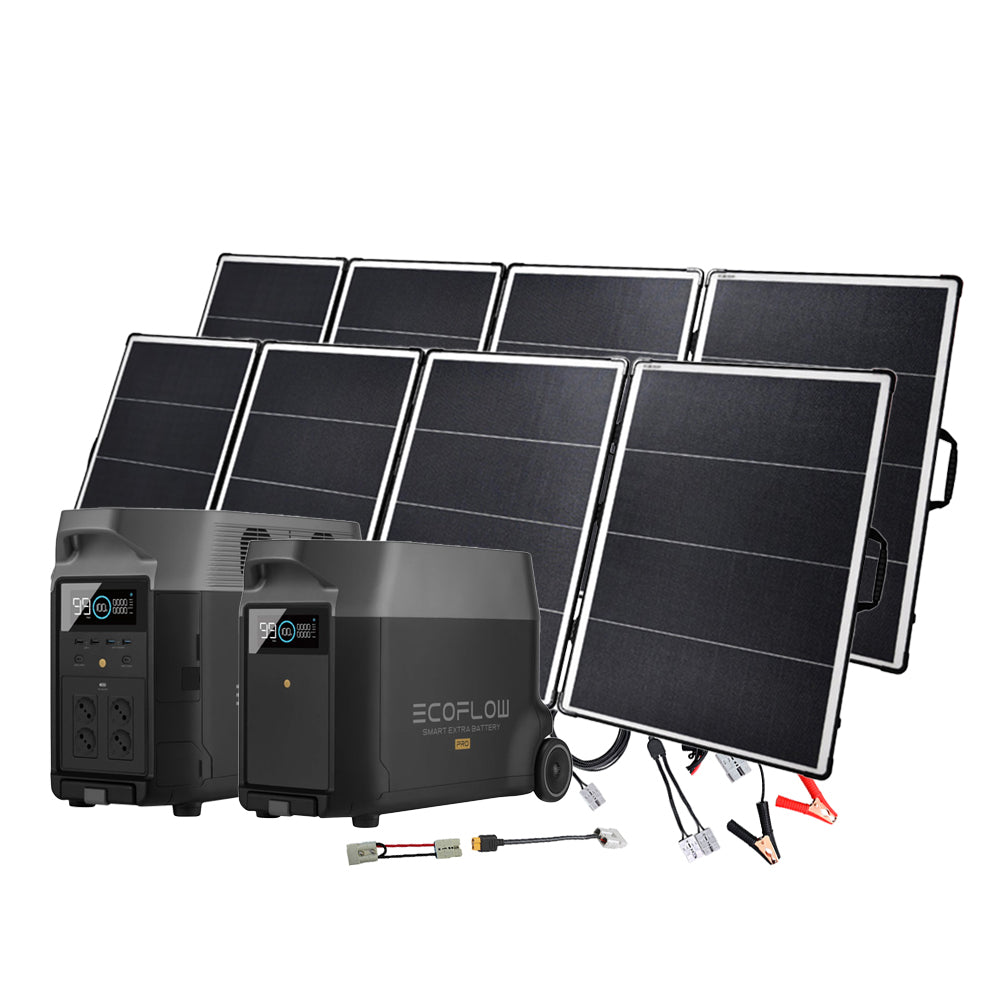 SparBundle Ecoflow Delta Pro Powerstation mit 2 x 400W Offgridtec Solarmodul und 3,6kWh Zusatzbatterie