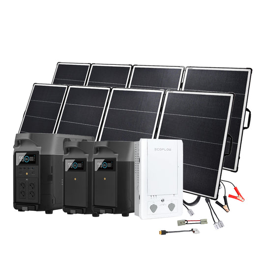 SparBundle Ecoflow Delta Pro Powerstation mit 2 x Offgridtec 400W Solarmodul 2 x 3,6kWh Zusatzbatterie und Smart Home Panel