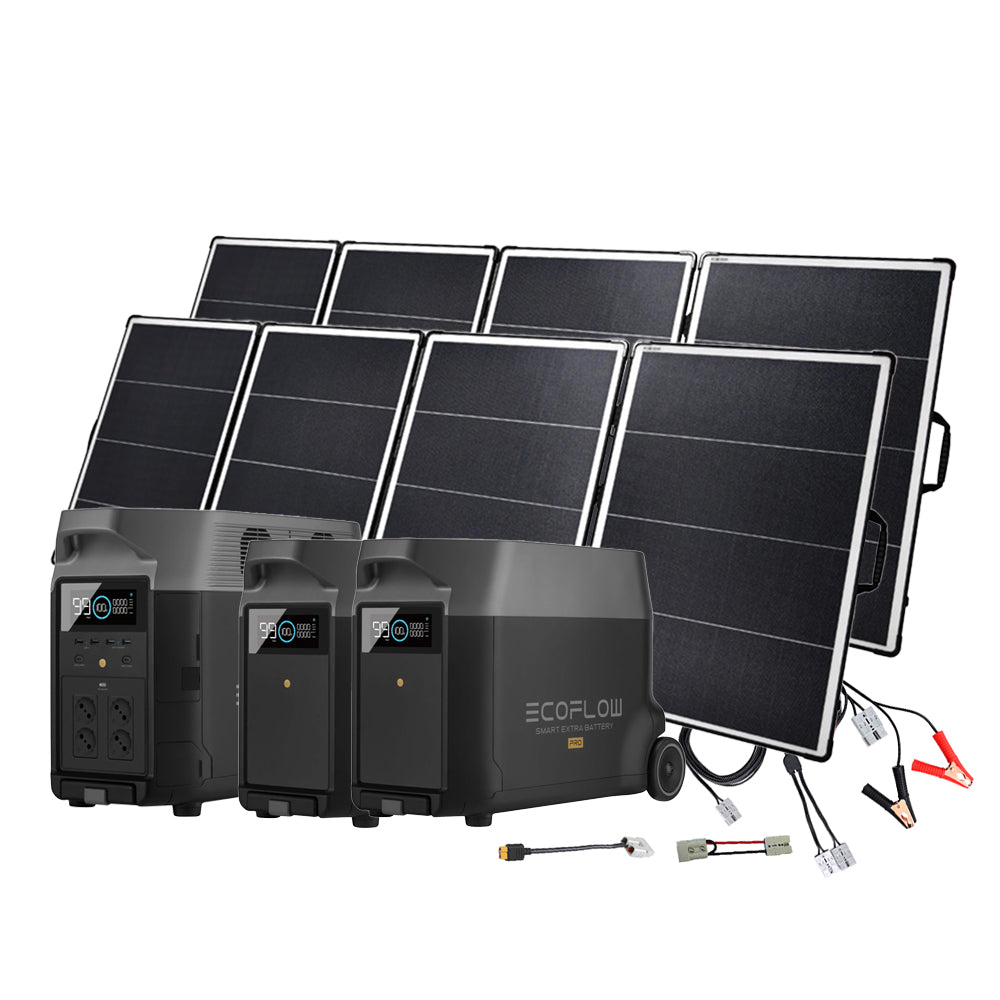 SparBundle Ecoflow Delta Pro Powerstation mit 2 x Offgridtec 400W Solarmodul und 2 x 3,6kWh Zusatzbatterie