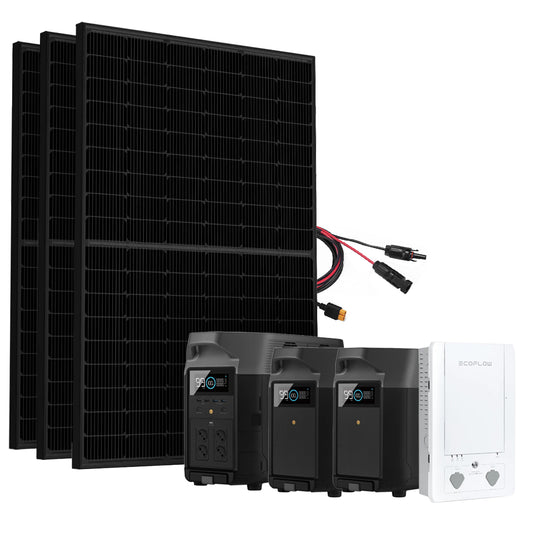 SparBundle Ecoflow Delta Pro Powerstation mit 3 x 430W Gerahmtes Solarmodul 2 x 3,6kWh Zusatzbatterie und Smart Home Panel