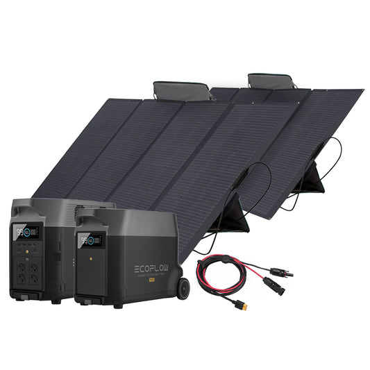 SparBundle Ecoflow Delta Pro Powerstation mit 2 x 400W Ecoflow Solarmodul und 3,6kWh Zusatzbatterie