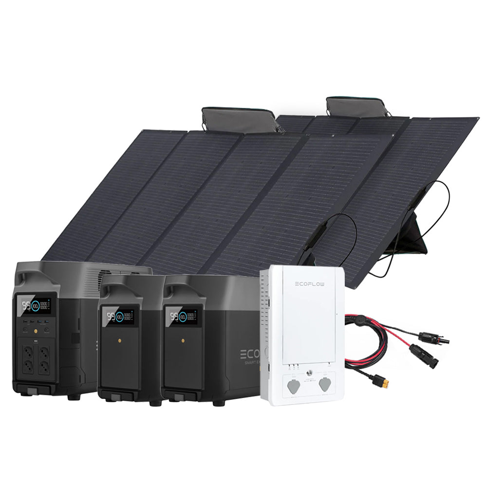 SparBundle Ecoflow Delta Pro Powerstation mit 2 x 400W Ecoflow 2 x 3,6kWh Zusatzbatterie und Smart Home Panel