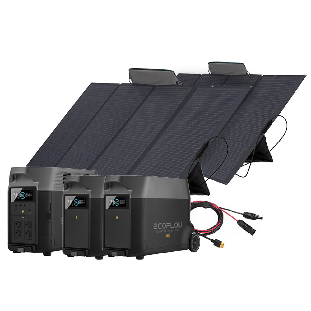 SparBundle Ecoflow Delta Pro Powerstation mit 2 x 400W Ecoflow und 2 x 3,6kWh Zusatzbatterie