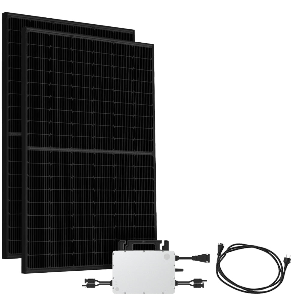 Offgridtec® Solar-Direct 860W HMS-800W-2T Balkonkraftwerk Bifazial Full Black Schukosteckdose - 10m - Ohne Halterung