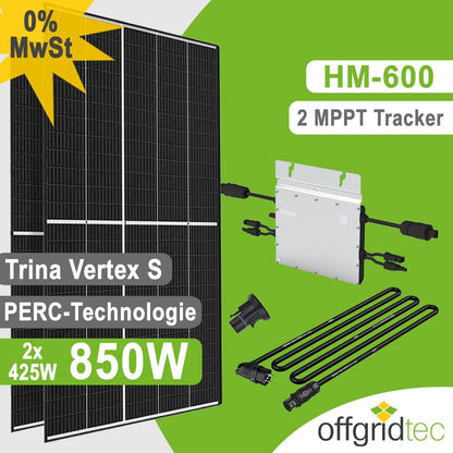 Offgridtec Balkonkraftwerk 850W HM-600 Trina Solar Vertex S Mini-PV Solaranlage