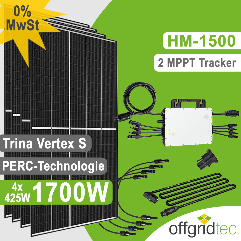Centrale elettrica da balcone Offgridtec 1700W HM-1500 Trina Vertex-S 425 sistema solare mini-FV