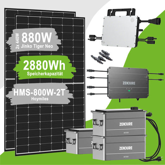 Offgridtec SolarFlow 2,88kWh 880W HMS-800-2T Balkonkraftwerk mit Speicher