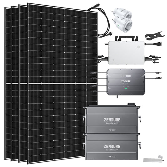 Offgridtec® Solar-Direct 1,92kWh 1920W HMS-2000-4T Solaranlage Full Black Hausnetz-Einspeisung - 10m HMS-Anschlusskabel - DTU-Lite-S