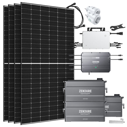 Offgridtec® Solar-Direct 2,88kWh 1920W HMS-2000-4T Solaranlage Full Black Hausnetz-Einspeisung - 10m HMS-Anschlusskabel - DTU-Lite-S