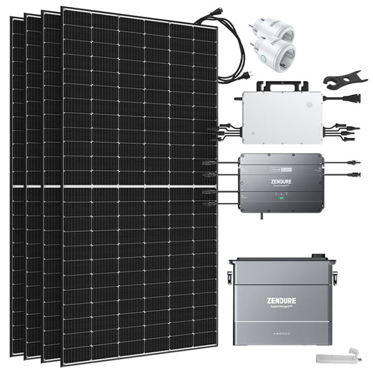 Offgridtec® Solar-Direct 1,92kWh 1920W HMS-2000-4T Solaranlage Full Black Hausnetz-Einspeisung - 10m HMS-Anschlusskabel - DTU-Lite-S