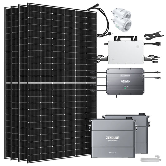 Offgridtec® Solar-Direct 3,84kWh 1920W HMS-2000-4T Solaranlage Full Black Hausnetz-Einspeisung - 10m HMS-Anschlusskabel - DTU-Lite-S