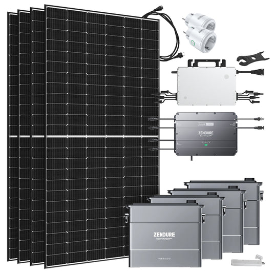 Offgridtec® Solar-Direct 7,68kWh 1920W HMS-2000-4T Solaranlage Full Black Hausnetz-Einspeisung - 10m HMS-Anschlusskabel - DTU-Lite-S