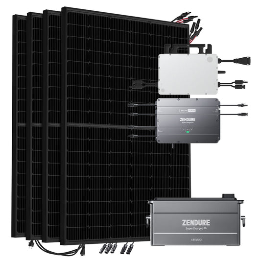 Offgridtec SolarFlow 960 Wh 1720W HMS-800W-2T Balkonkraftwerk Bifazial Full Black - 5m Anschlusskabel