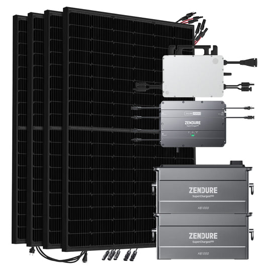 Offgridtec SolarFlow 1,92kWh1720W HMS-800W-2T Balkonkraftwerk Bifazial Full Black - 5m Anschlusskabel