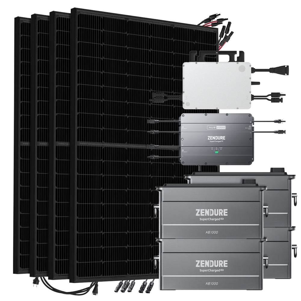 Offgridtec SolarFlow 3,84kWh 1720W HMS-800W-2T Balkonkraftwerk Bifazial Full Black - 5m Anschlusskabel