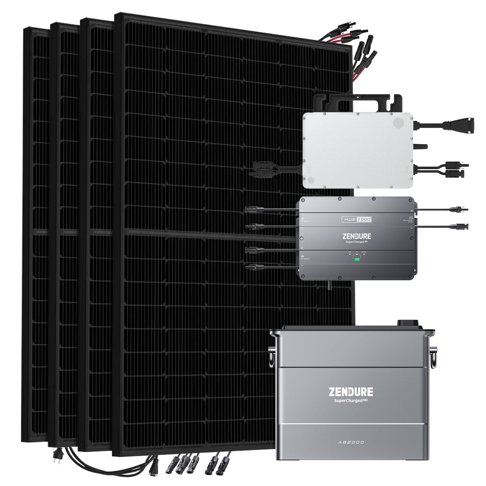 Offgridtec SolarFlow 1,92kWh 1720W HMS-800W-2T Balkonkraftwerk Bifazial Full Black - 5m Anschlusskabel