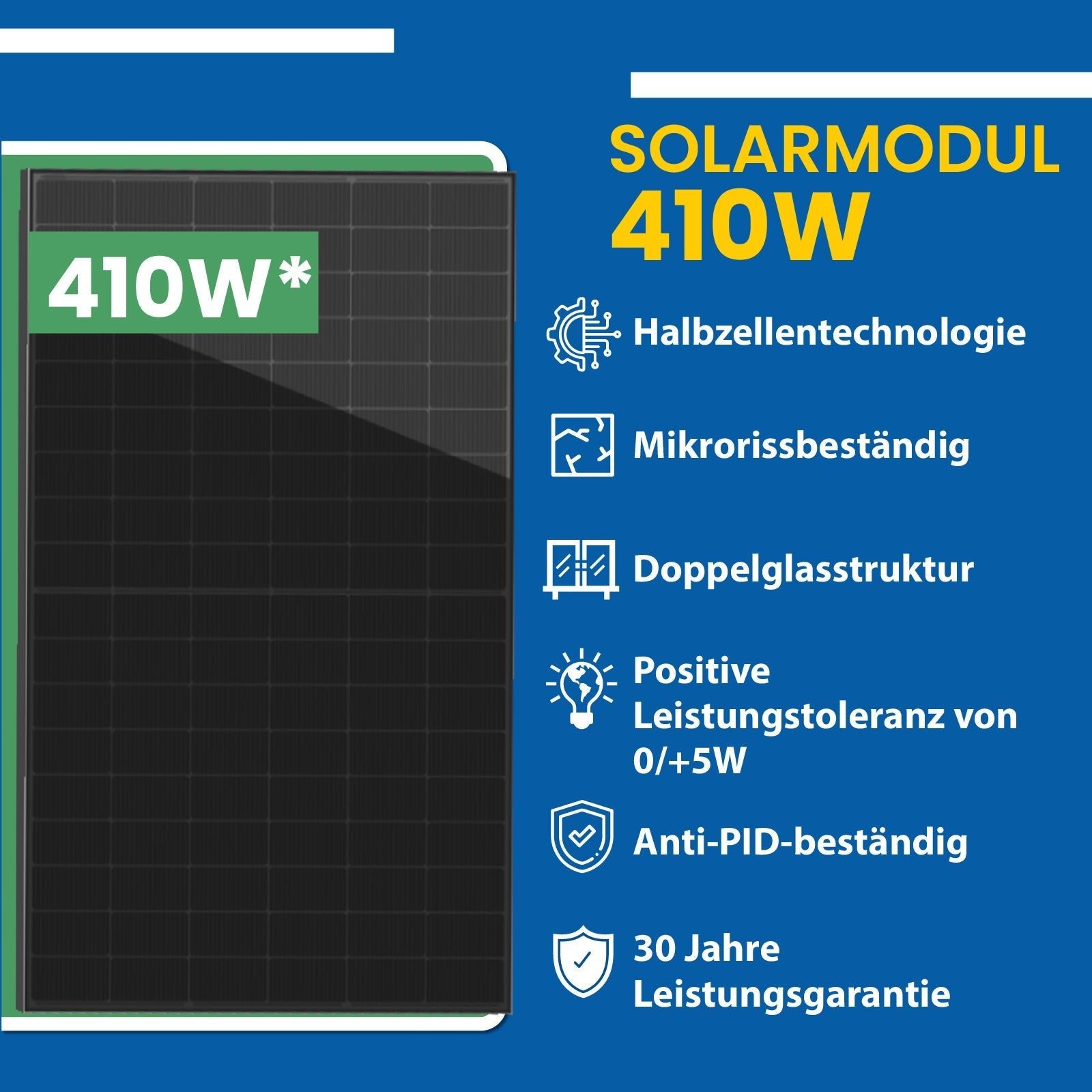 410W Bifazial Glas - Glas Full - Black Ht54 - 18x(Pd) - F PV Modul - STROMDAO / Corrently