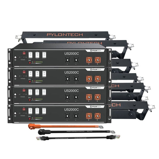 4x Pylontech US2000C LiFePO4 48V + Brackets + Anschlusskabel 9,6kWh Speicherpaket - STROMDAO / Corrently