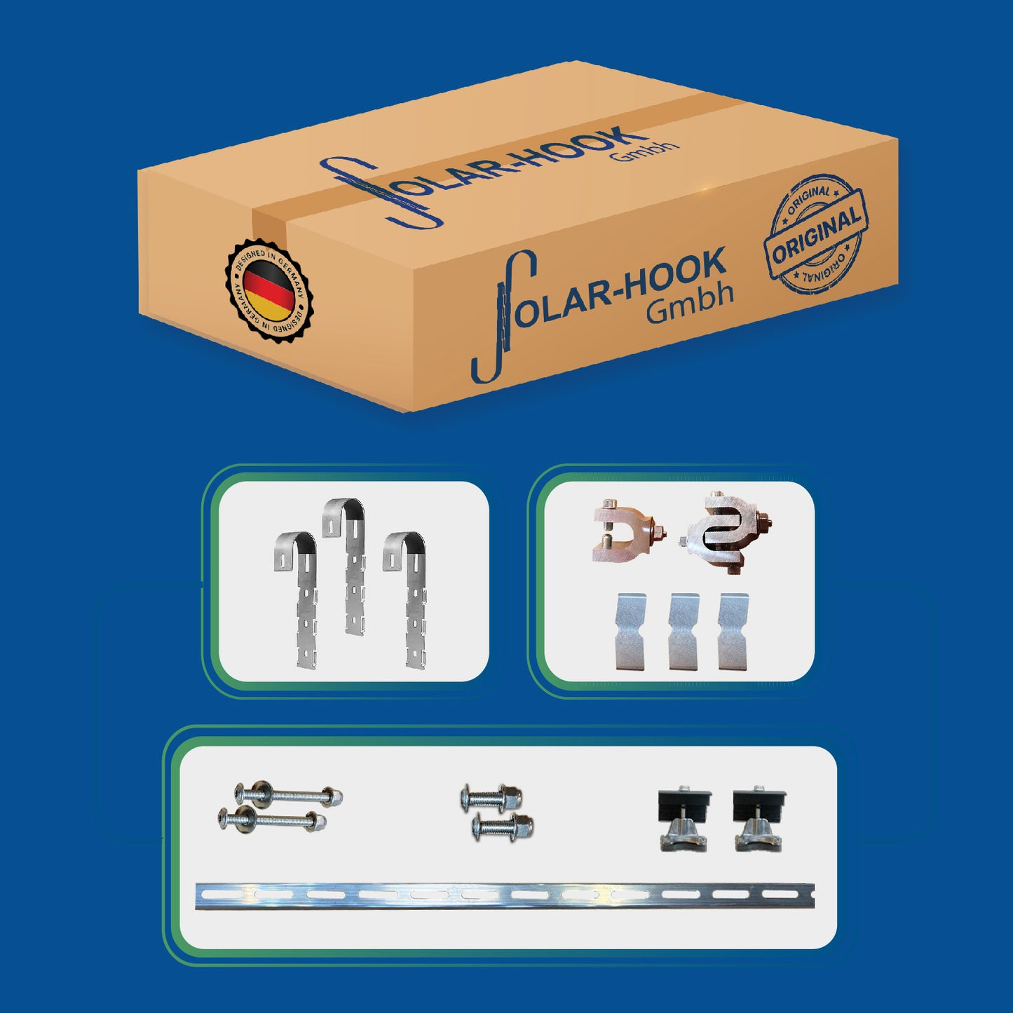 Montagesystem Solar Hook Balkongeländer Rund (Variante: Für Module: Solarmodul 450W/500W, Anzahl der Module: 1)