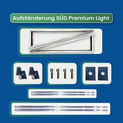 Flachdach- Aufständerung SÜD (nebeneinander) Premium Light für Flachdach PV Montagesystem ( Klein/Groß ) (Variante: Für Module: Solarmodule 500W)