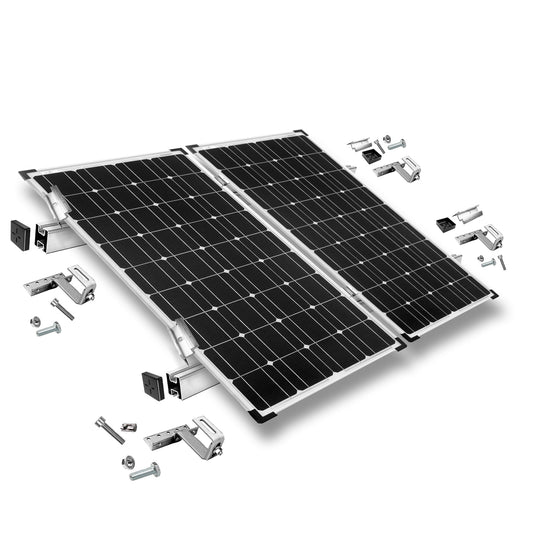 Befestigungskit mit Dachhaken 3-fach verstellbar (für Dachziegel) für Schrägdachmontage 2 Solarpanels Rahmenhöhe 30mm