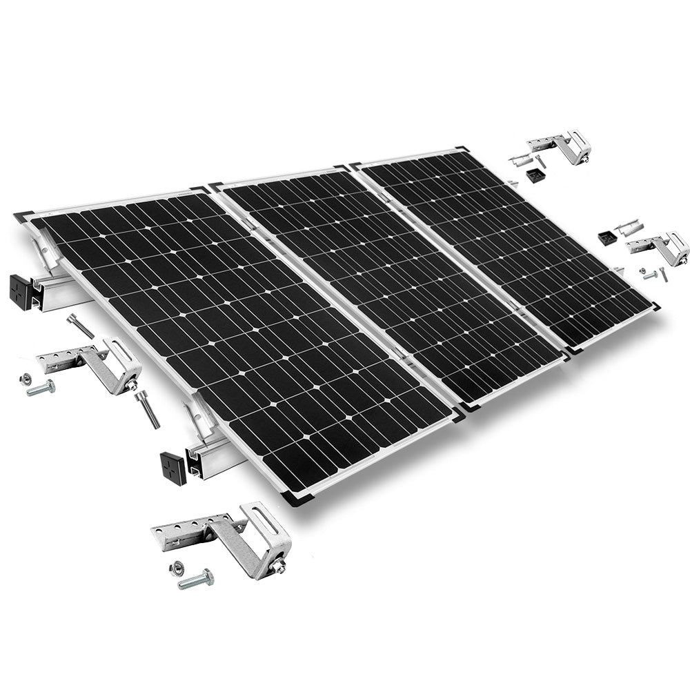 Befestigungskit mit Biberschwanz Dachhaken für Schrägdachmontage 3 Solarpanels Rahmenhöhe 30mm