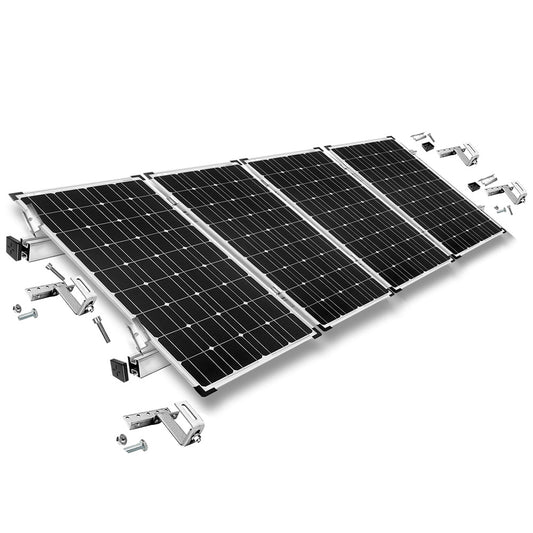 Befestigungskit mit Dachhaken 3-fach verstellbar (für Dachziegel) für Schrägdachmontage 4 Solarpanels Rahmenhöhe 30mm